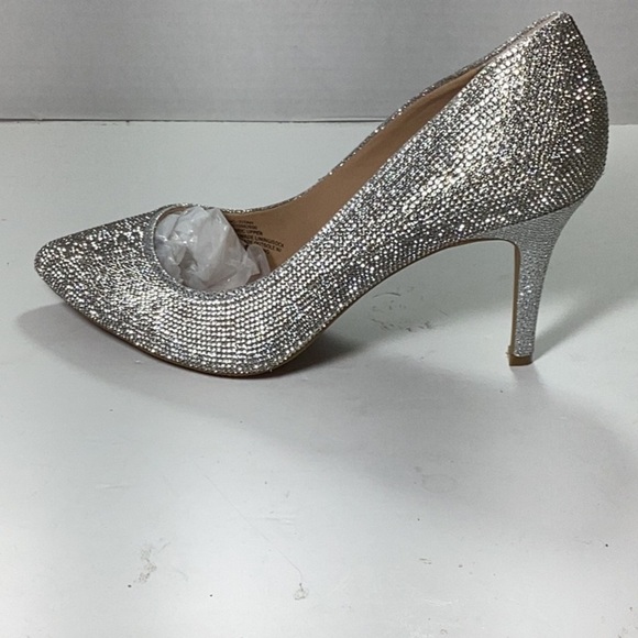 INC Womens Gold Rhinestone Padded Zitah Pointed Toe Stiletto Slip On Pumps - Picture 3 of 5